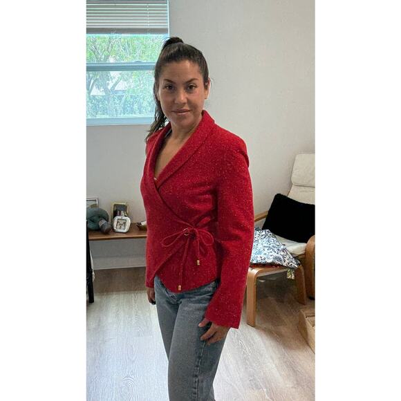 Bigio Collection women's Wrap Jacket Blazer with Tie Detail Size 4 - Picture 5 of 10